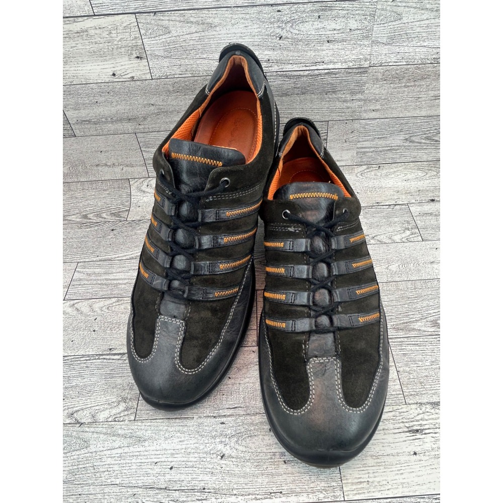 ECCO Black Leather Suede Sneakers Low‎ Top Casual Comfort Walking Shoes Women 42